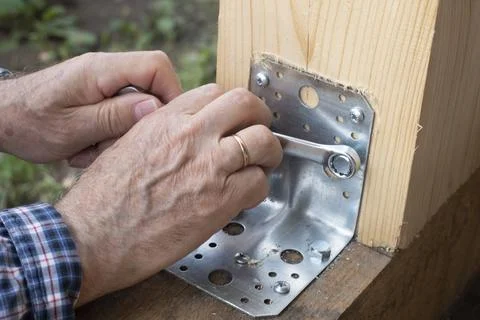 Timber frame fastening Stock Photos
