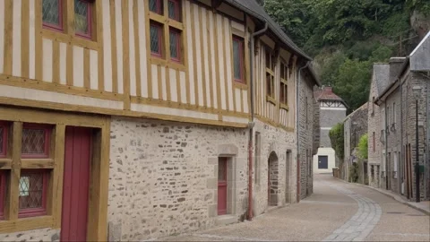 Timber framed buildings in the medieval district in the lower town Stock Footage 286128942