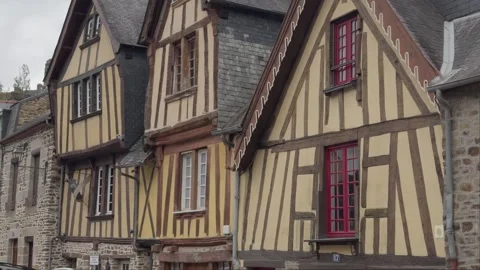 Timber framed buildings in the medieval district in the lower town Stock Footage 286128953