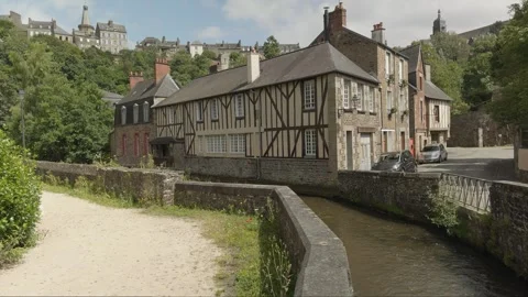 Timber framed buildings in the medieval district in the lower town Stock Footage 286332191