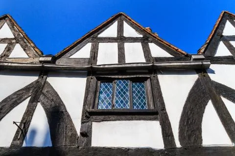 Timber framed house facade Stock Photos