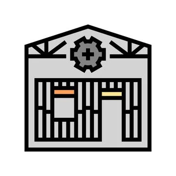 Timber framing workshop wood frame color icon vector illustration Stock Illustration