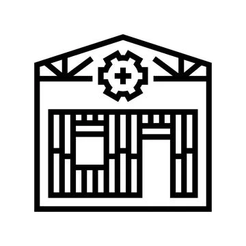Timber framing workshop wood frame line icon vector illustration Stock Illustration
