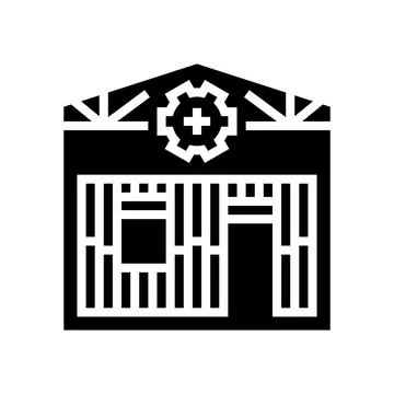Timber framing workshop wood frame glyph icon vector illustration Stock Illustration