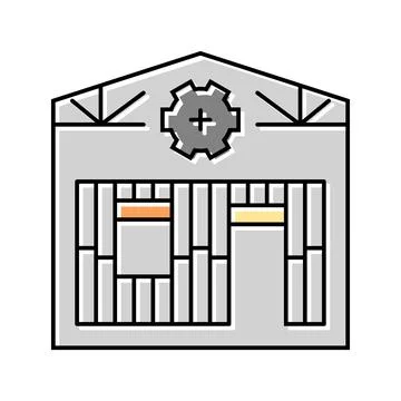 Timber framing workshop wood frame color icon vector illustration Stock Illustration