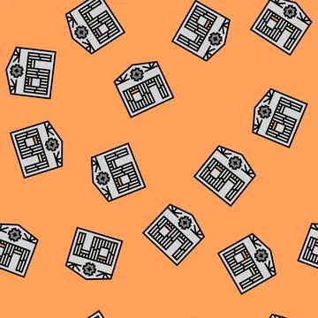 Timber framing workshop wood frame vector seamless pattern Stock Illustration