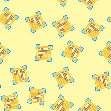 Timber framing workshop wood frame vector seamless pattern Stock Illustration