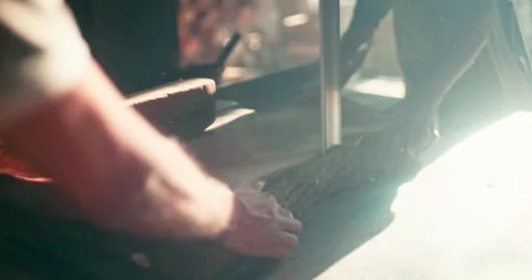 Timber Mill with Workers Cutting and Shaping Wood Video stock 320944685