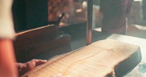 Timber Mill with Workers Cutting and Shaping Wood Stock Footage 320944770