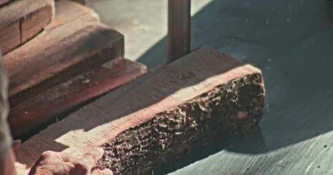 Timber Mill with Workers Cutting and Shaping Wood Stock Footage 320946135