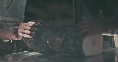 Timber Mill with Workers Cutting and Shaping Wood Stock Footage 320946148