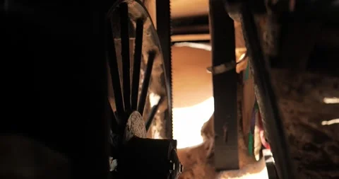 Timber Mill with Workers Cutting and Shaping Wood Stock Footage 320946237