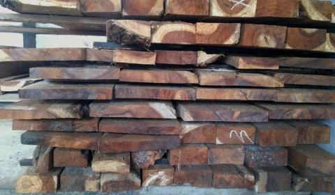 Timber or Construction wood stack in row  Stock Photos