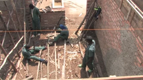 Timber Processing and Construction Work on Building School in Rwanda Stock Footage 53162376