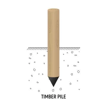 Timber round pile. Stock Illustration