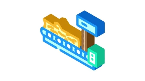 Timber sawmill process isometric icon animation Stock Footage 327276383