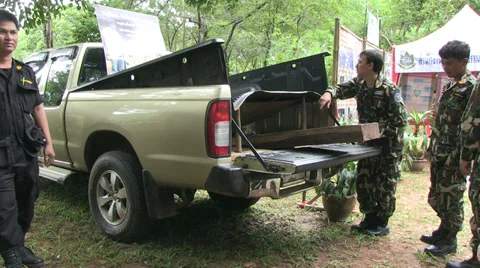 Timber Smuggling Vehicle Hidden Compartment Stock Footage 29166953