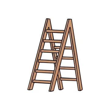 (Timber Stepladder Illustration. Simple graphic depicting a light brown woo.. Stock-Illustration