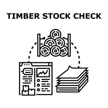 Timber stock check process with inventory management concept Stock Illustration