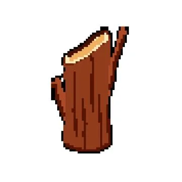 Timber wood log pixel art vector illustration Stock Illustration
