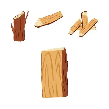 Timber wood logs and various firewood material Stock Illustration