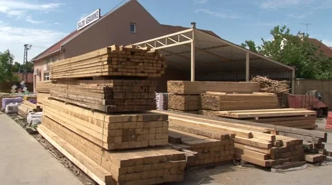 Timbering Stack of wooden bars Stock Footage 45669807