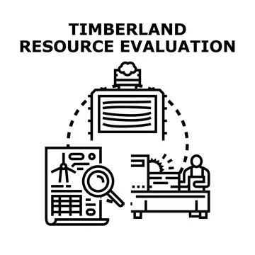 Timberland resource evaluation planning and industry concept Stock Illustration