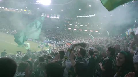Timbers Waving Flags Stadium Cheering Goal (Jeld-Wen PGE Park Timbers Providence Stock Footage 32422311