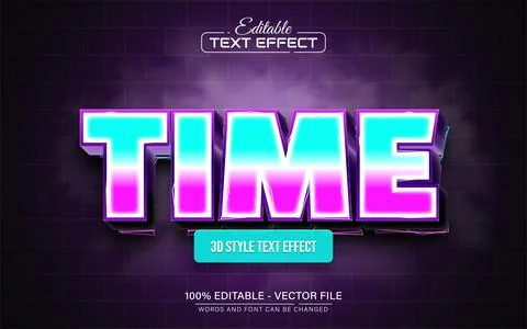Time 3d text effect editable Stock Illustration