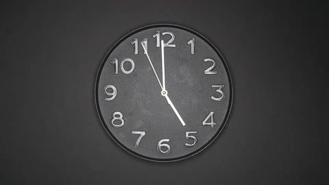 The Time Is 5.00 AM Or PM On A Black Wall Clock With A White Steel Second Hand. 스톡 동영상 146690829