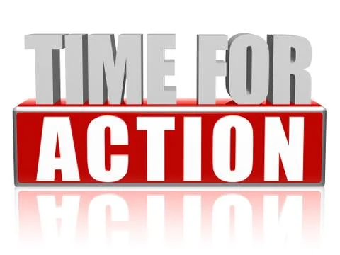 Time for action in 3d letters and block Stock Illustration