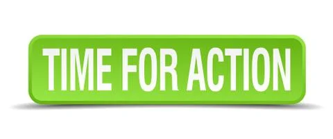 Time for action green 3d realistic square isolated button 스톡 일러스트