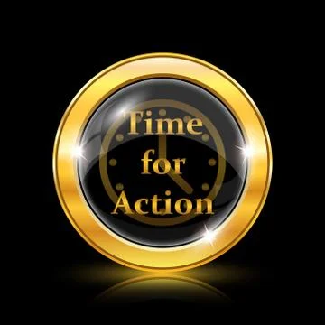 Time for action icon. Internet button on black background. EPS10 vector. 스톡 일러스트