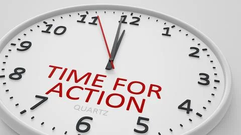 Time for action modern bright clock style 3d illustration Stock Illustration