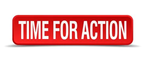 Time for action red 3d square button isolated on white Stock Illustration