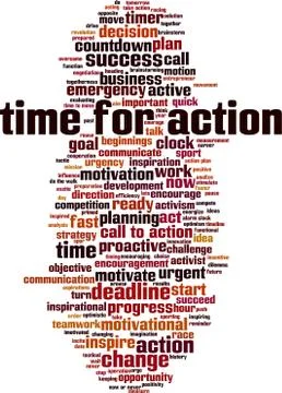 Time for action word cloud Stock Illustration
