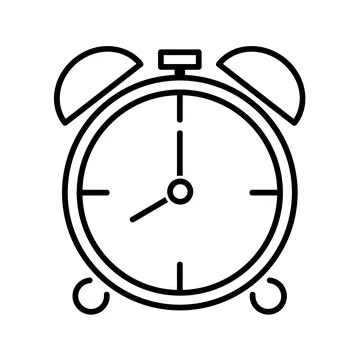 Time alarm clock icon. Clock pictogram. Flat symbol for web. Line stroke. Iso Stock Illustration