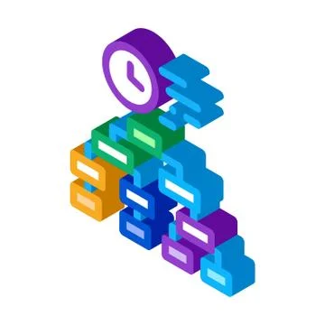 Time algorithm isometric icon vector illustration Stock Illustration