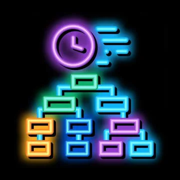 Time algorithm neon glow icon illustration Stock-Illustration