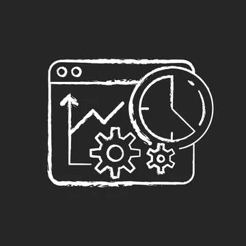 Time analysis chalk white icon on dark background Stock Illustration
