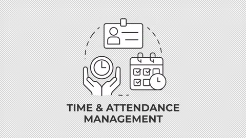 Time and attendance management line concept icon animation Stock Footage 337774109