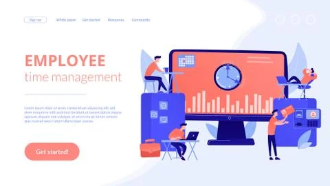 Time and attendance tracking system concept landing page Stock Illustration