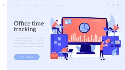 Time and attendance tracking system concept landing page Stock Illustration