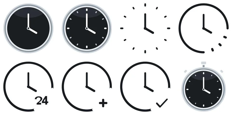 Time And Clock Element Flat Vector Design Elements Commercial Visual Graphic Stockillustratie