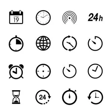 Time and Clock Flat icons button for website or application. Vector  Stock-Illustration