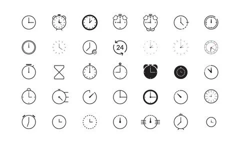 Time and clock icon set vector, face clock icon illustration eps 10 Stock Illustration