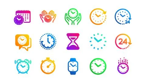 Time and clock icons. Timer, Alarm and Smartwatch. Classic set. Vector Stock Illustration