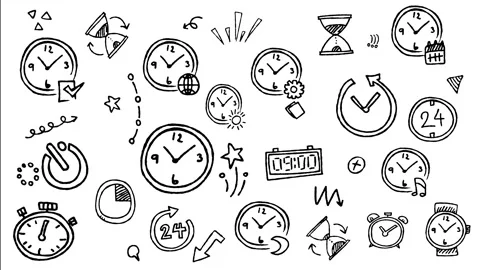 Time and Clock Management Line Art Motion Graphic Stock-Footage 344765512