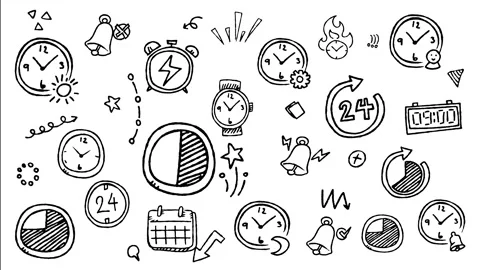 Time and Clock Management Line Art Motion Graphic Stock Footage 344765513