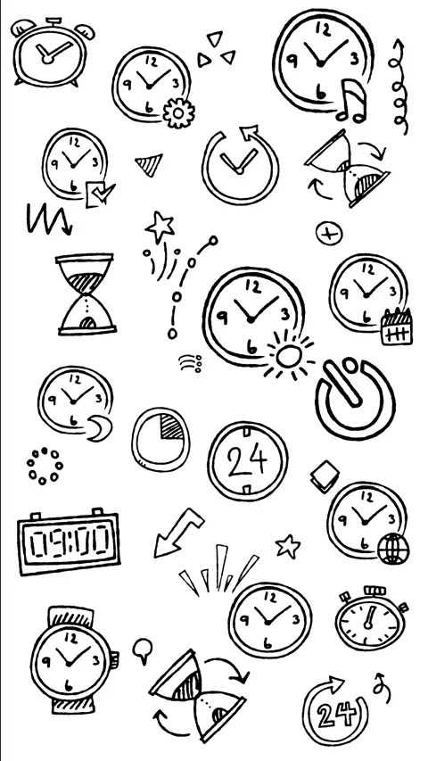 Time and Clock Management Line Art Motion Graphic Vertical Stock-Footage 344765536